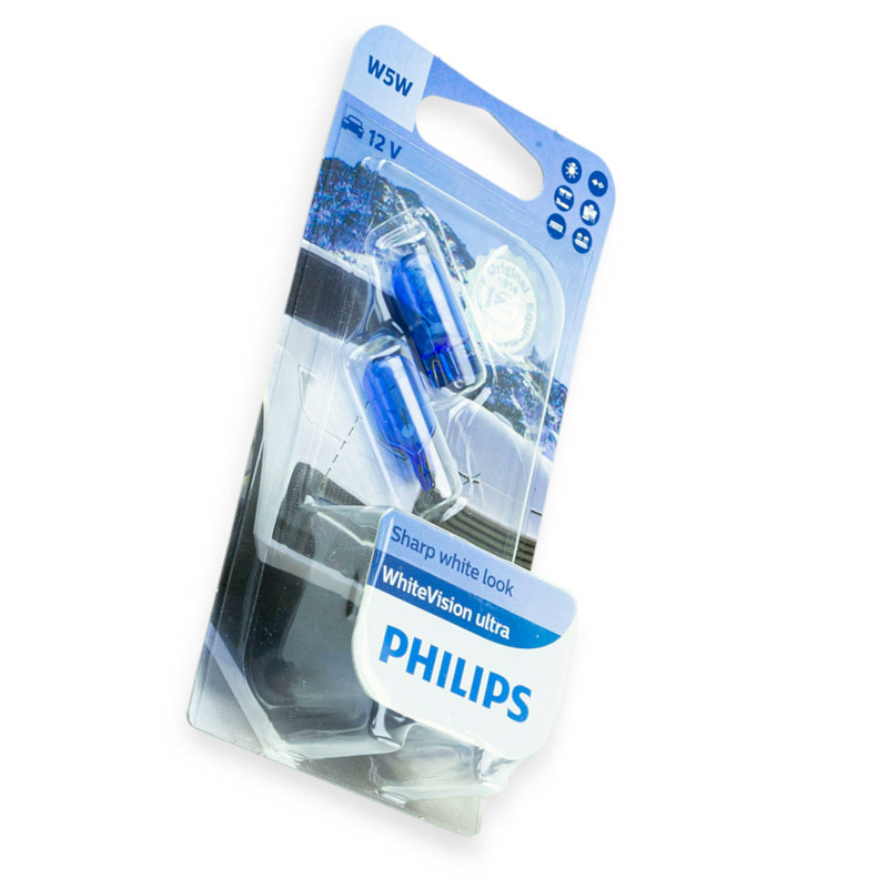 Автолампа 12V 5W W2.1х9.5d PHILIPS белая Vision ultra 60% (пара) БЦ Мукачево - изображение 1