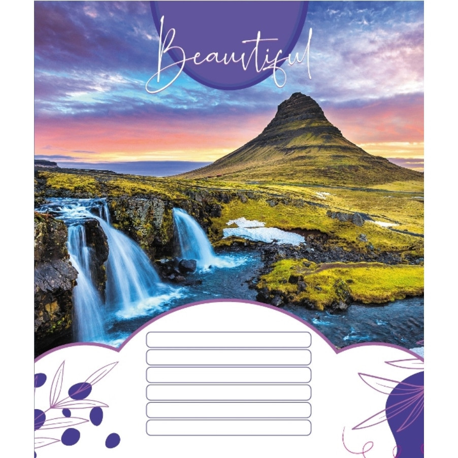 Зошит учнівський "Красиві водоcпади" 018-530100K-1 в клітинку, 18 аркушів Вінниця - фото 1