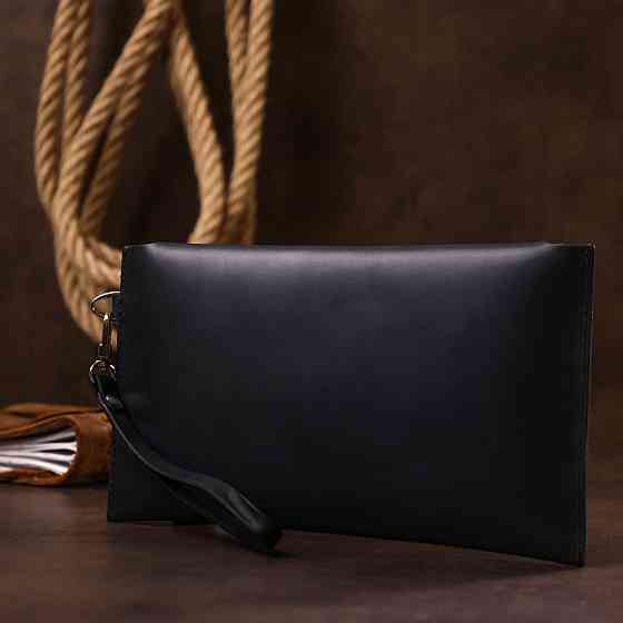 Шкіряна матова тревел-косметичка унісекс Чорний (SHVIGEL) Київ