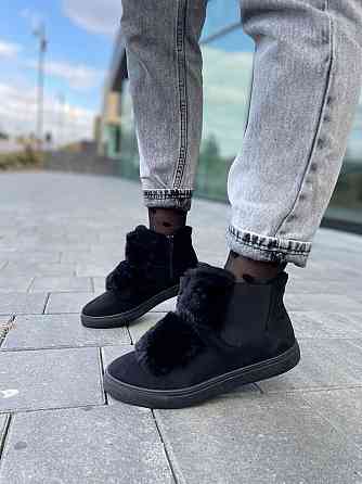 Женские ботинки LX17-219 черные эко-замша зима высота 11см размер 37-38 (1142) Коломия