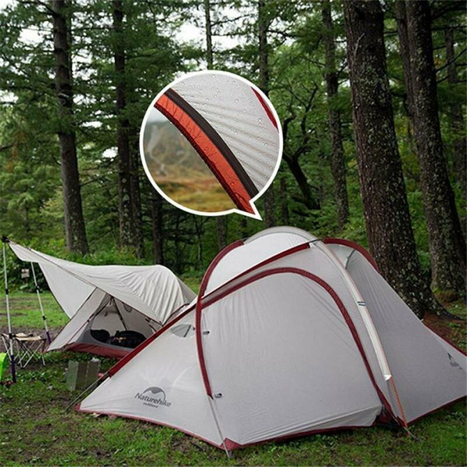 Намет надлегкий чотиримісний  з футпринтом Naturehike Hiby NH19ZP005, 40D сіро-червоний Київ - фото 2