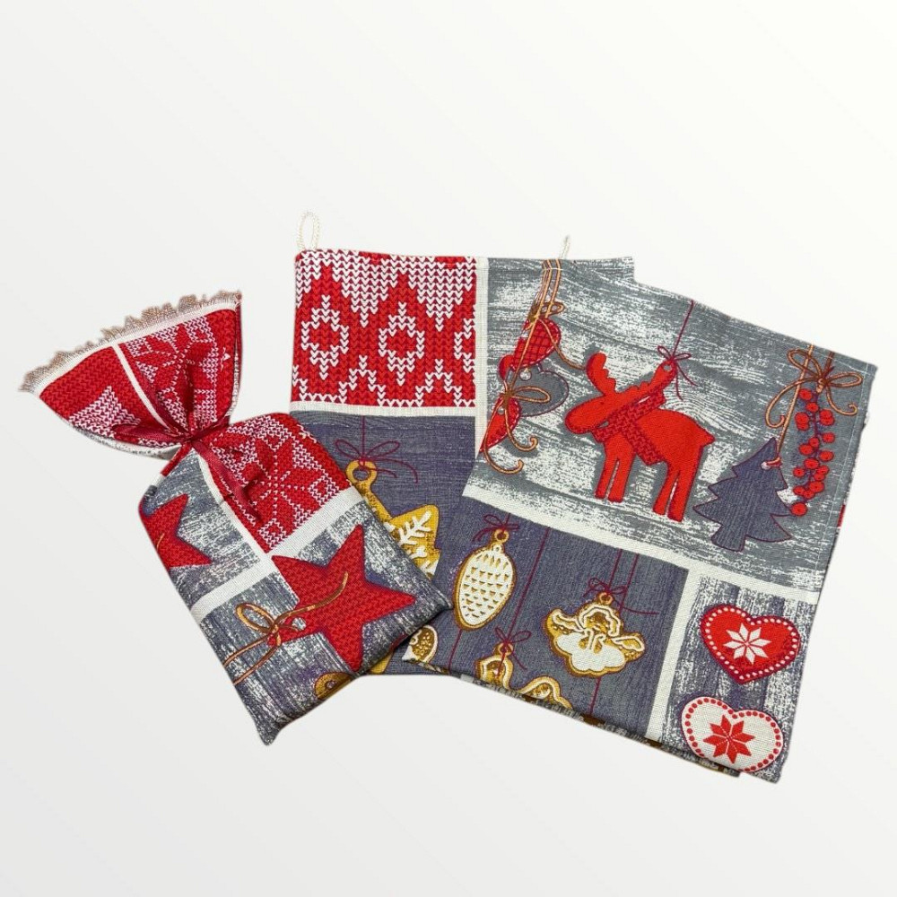 Ecotton Набір рушників Ecotton подарунковий Новий рік кухонних вафельних 2 шт. у наборі новоріч Київ - фото 5