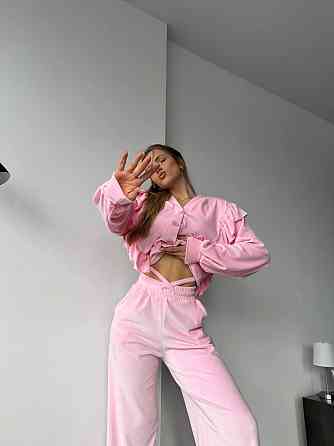 Женский нежный костюм двойка: кофта и штаны из велюра Розовый, 46/48 Одесса