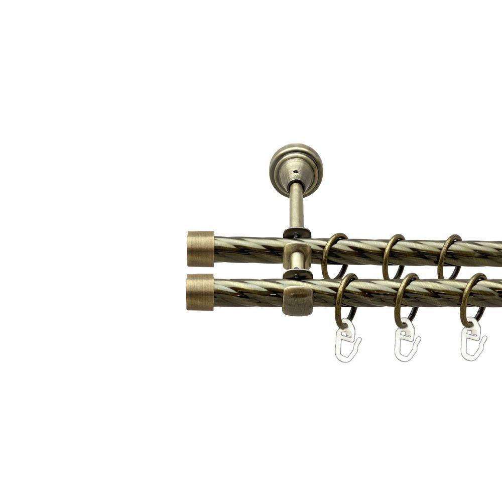 Карниз Orvit Заглушка металевий дворядний відкритий скручена труба кільце металеве Антик 16\16 мм 200 см Львов - изображение 1