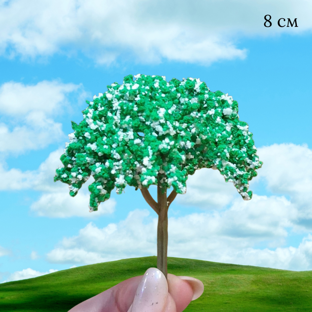 Цветущее белое дерево 8 см для миниатюры, макетов, диорам, песчаного стола мини-сада, микроланшафта, моделизма Одесса - изображение 1
