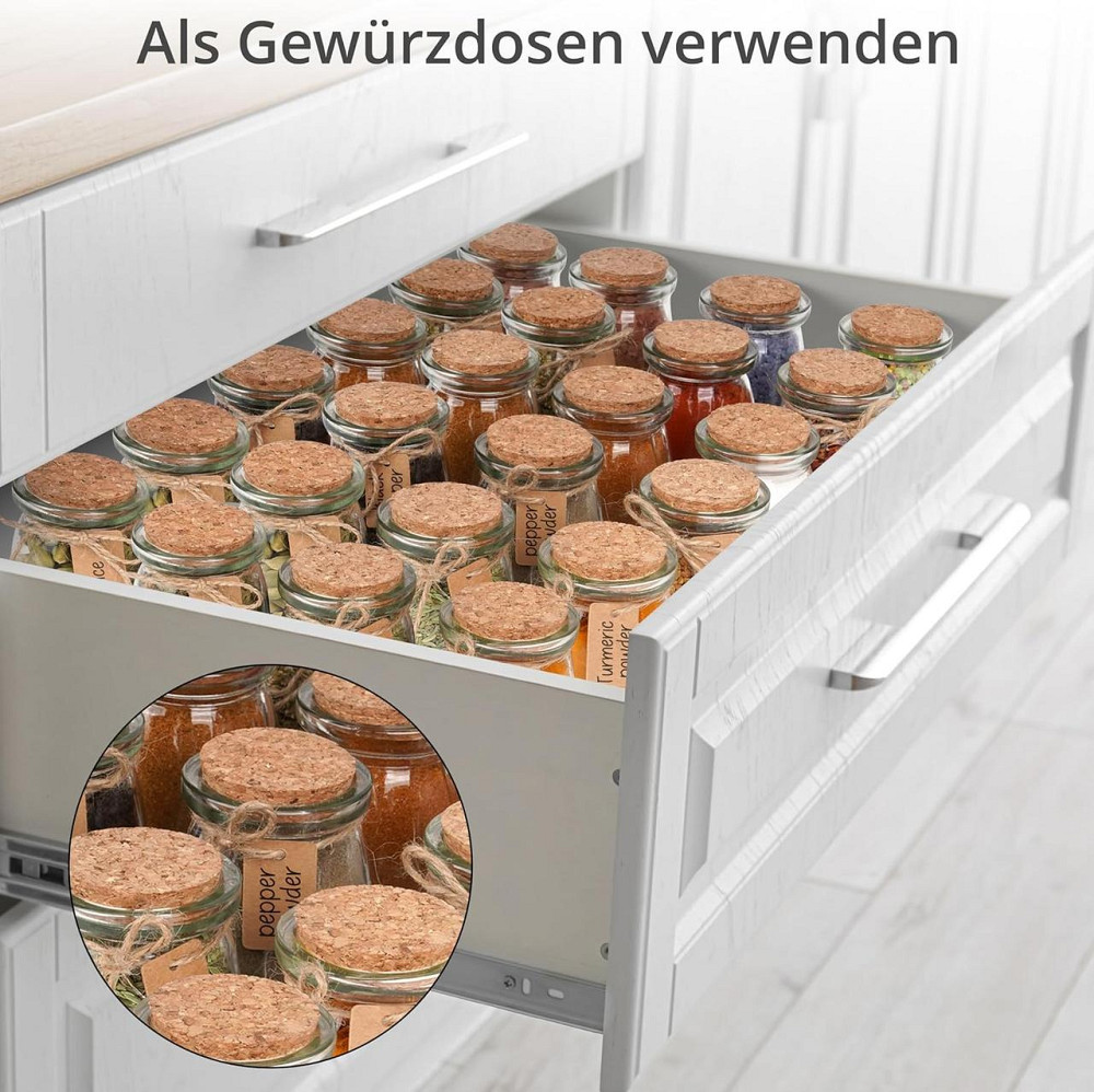 Баночки скляні з корком 100 мл, 23 шт, прозорі з етикетками та мотузкою, для солодощів, меду, йогурту свічок спецій банки маленькі Київ - фото 6