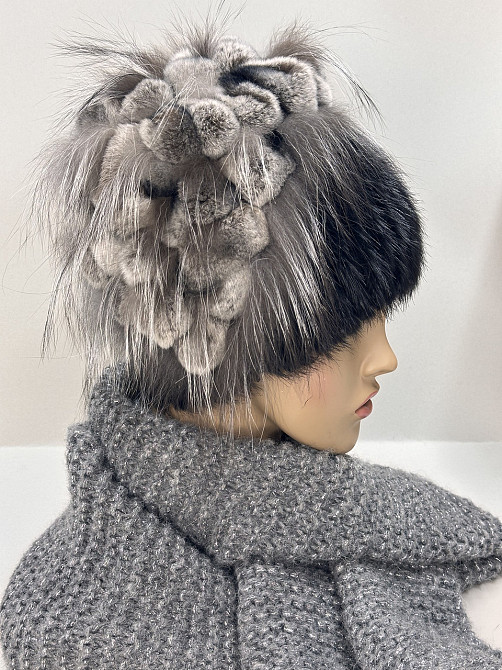 Шапка жіноча хутряна водоспад Мілєна Чорний Харків - фото 12