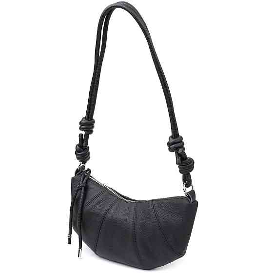 Жіноча напівкругла сумка з натуральної шкіри Чорний (Vintage) Київ