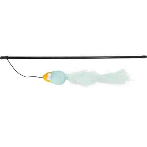 Игрушка Trixie для кошек Удочка с птичкой и перьями плюш/пластик 50 см Киев