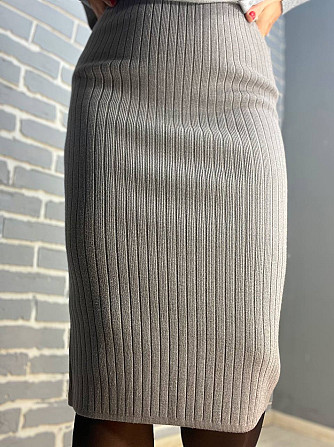 Женская юбка My fashion 478 вязка широкий рубчик разрез средняя длина, серый, 44-48 Киев - изображение 13