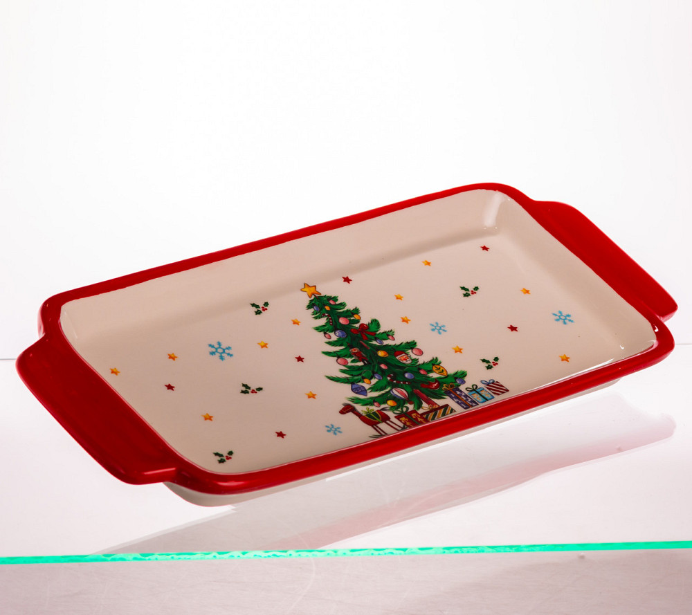 Yiwu Блюдо сервірувальне новорічне для закусок 39×15×2 (см) з порцеляни CR-1-1 Коломия - фото 3