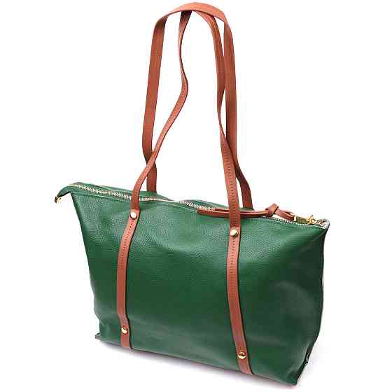 Яскрава двокольорова сумка жіноча з натуральної шкіри Vintage 22302 Зелений Київ