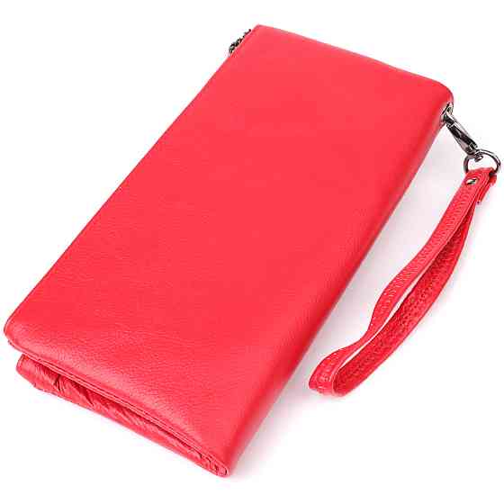 Шкіряний жіночий гаманець на три відділення ST Leather 23109 Червоний Київ