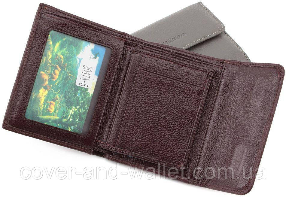 Компактный кожаный женский кошелек на магнитах коричневого цвета Marco Coverna MC-2047A Киев - изображение 3