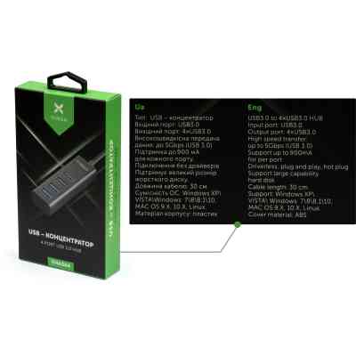 Концентратор Vinga USB3.0 to 4*USB3.0 HUB (VHA3A4) Вінниця