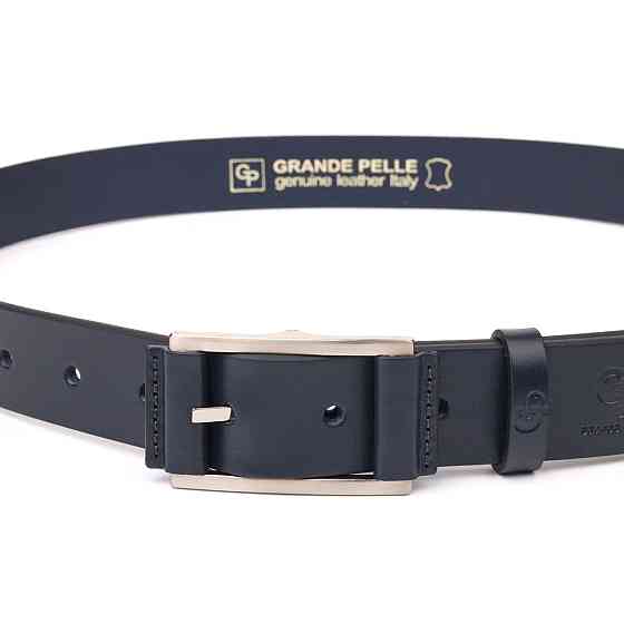 Элегантный мужской ремень под брюки из натуральной кожи Grande Pelle 21452 Синий Киев