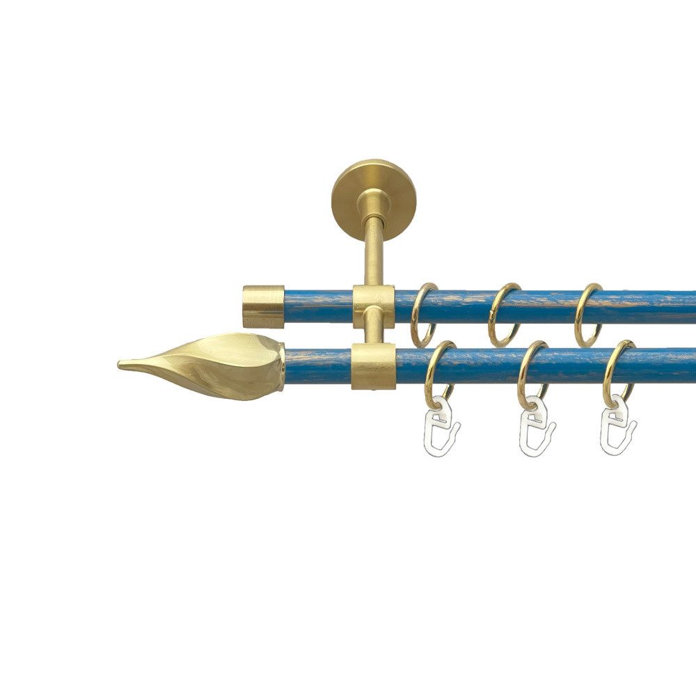 Карниз Orvit Твісто металевий дворядний закритий гладка труба кільце металеве Золото Матове - Блакить 16\16 мм 160 см Львів - фото 1