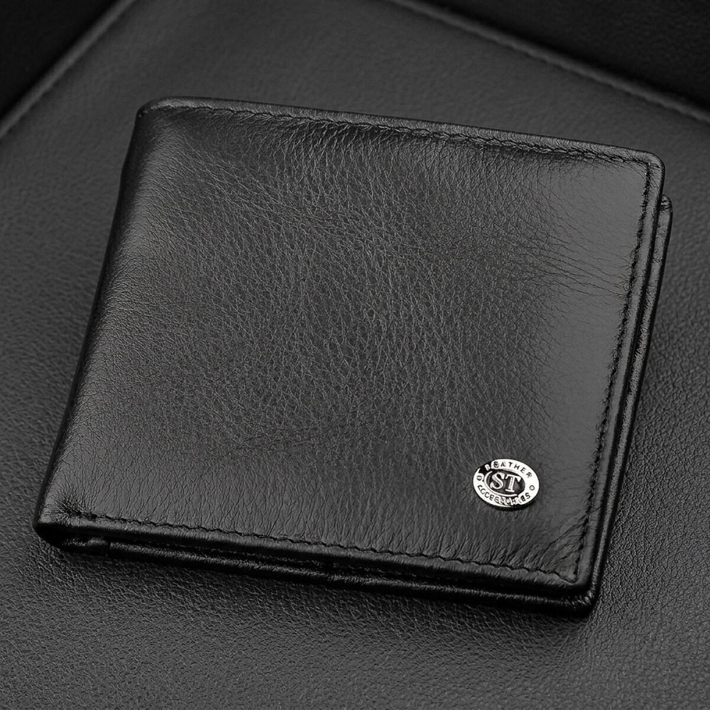 Чоловічий шкіряний купюрник чорний (ST Leather) Київ - фото 7