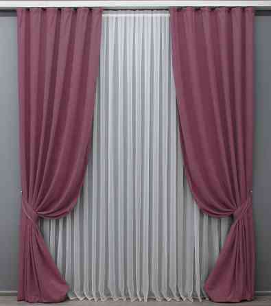 Комплект готовых штор VR-Textil Микровелюр Petek № 1517ш Темно-розовый 150х285 см 2 шт (33-0400) Киев