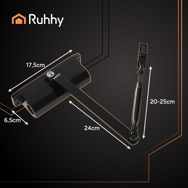 Доводчик дверей з важелем для дверей 40-60 кг Ruhhy (26782) Нововолинськ - фото 6