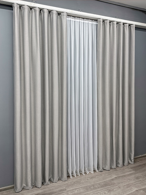Комплект готових штор VR-Textil Шеніл однотонний № 1690ш Попелястий 150х270 см 2 шт (33-0585) Київ - фото 4