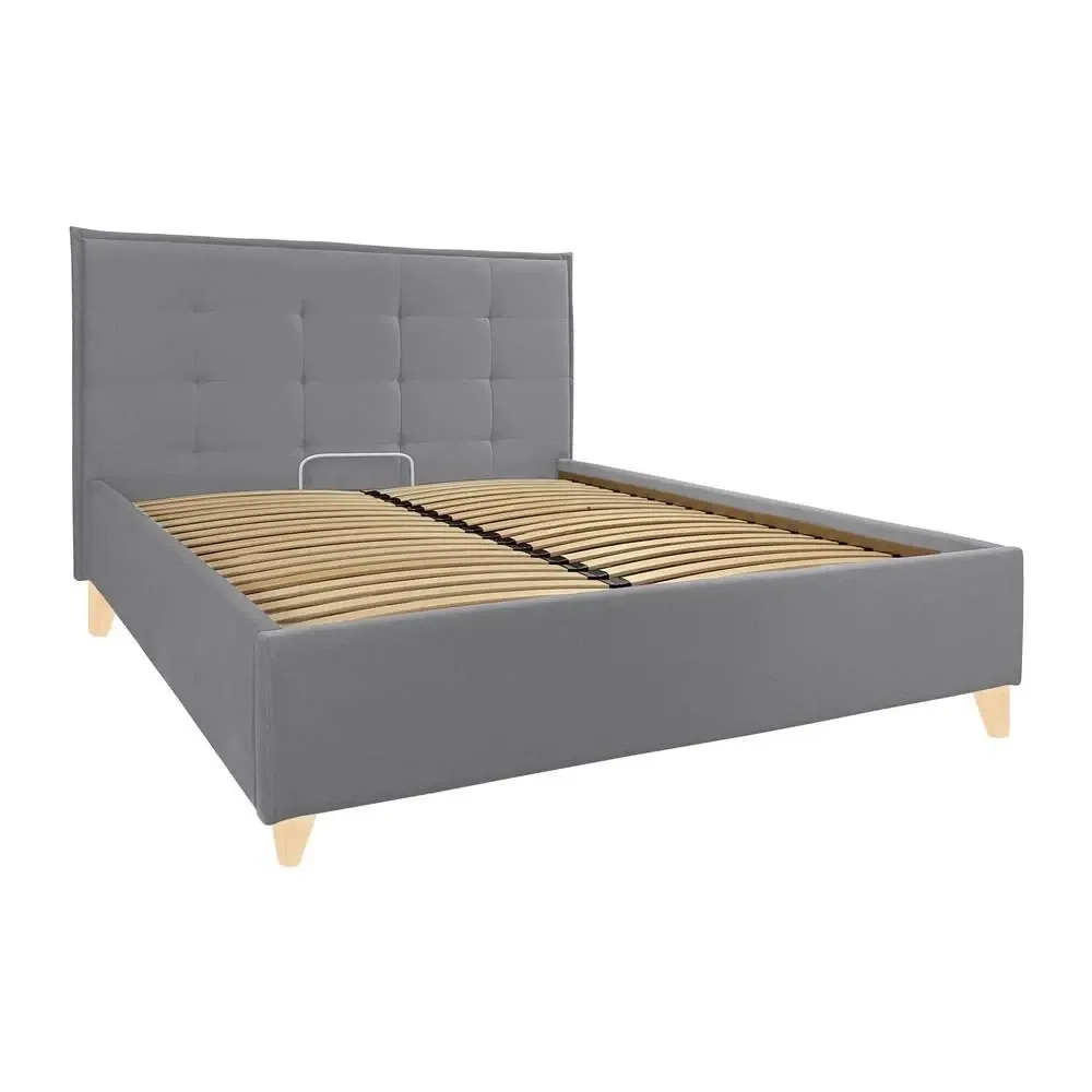 Кровать Двуспальная Monica VIP Wood На ножках 160 x 200 см Simple С дополнительной металлической цельносварной рамой Серый Киев - изображение 3
