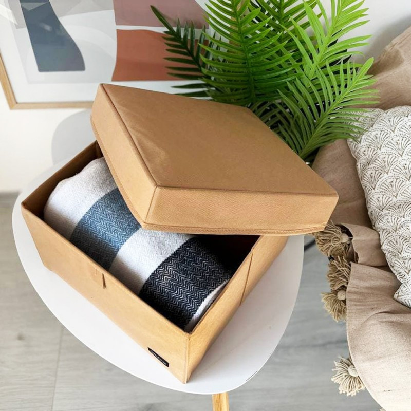 Короб для зберігання речей з кришкою 30х30х20см (Бежевий) Суми - фото 2