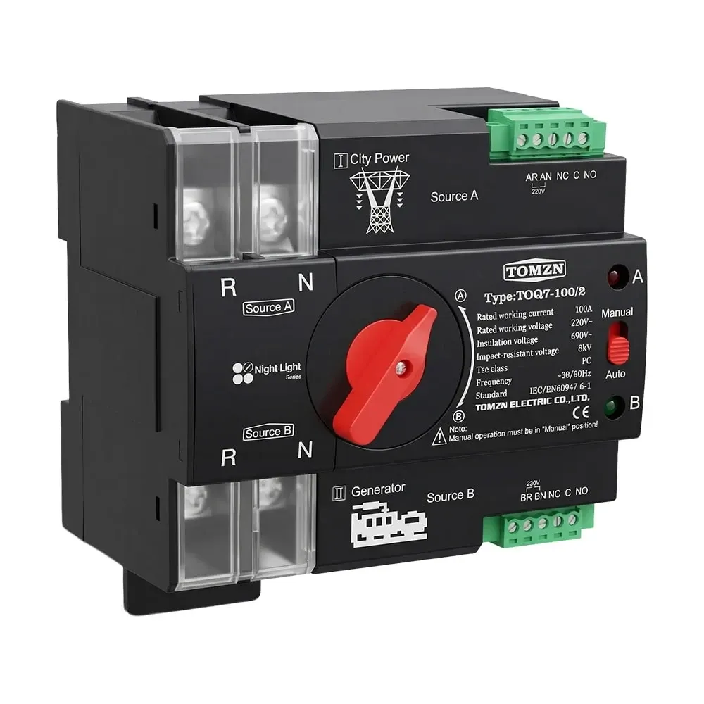 Автоматичний перемикач (АВР) під DIN-рейку TOMZN TOQ7/2P 100A 2 полюси (51-00116) Київ - фото 12