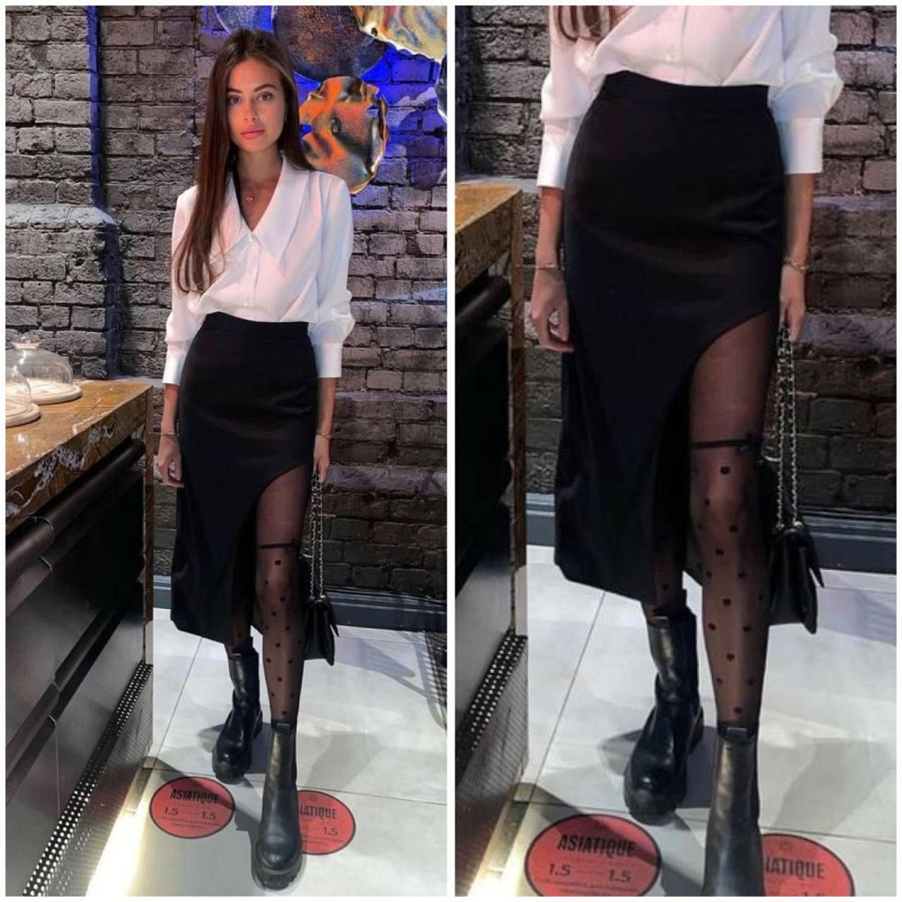 Женская трендовая юбка с привлекательным вырезом на ножке костюмный тиар 54/56 Одесса - изображение 1