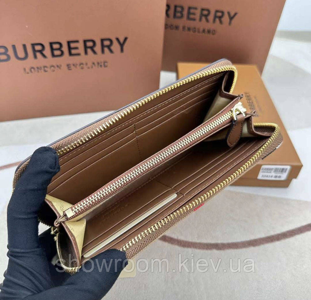 Жіночий шкіряний гаманець на блискавці Burberry (3341) brown Київ - фото 7