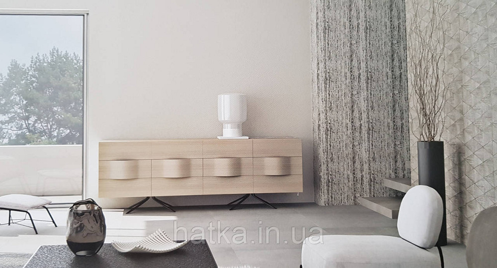 Шпалери вінілові на флізеліні Marburg Travertino 1.06х10 абстракція смуги кори дерева чорні сіро-бежеві Київ - фото 1