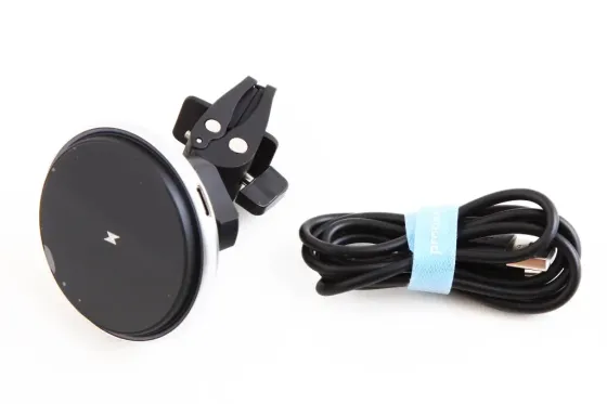 Подставка под телефон магнит MagSafe на обдув с беспров. зарядкой 15Вт Proove Magic Circle серебр. Винница