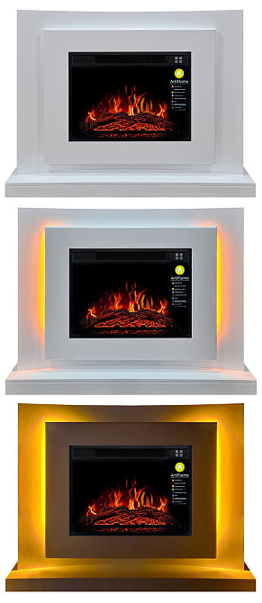Камінокомплект ArtiFlame Lucca AF23S білий з LED підсвічуванням, обігрівом і звуком горіння вогню Львів - фото 6
