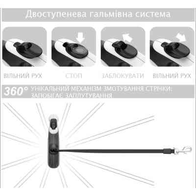 Поводок для собак WAUDOG R-leash "Флаг" M до 25 кг 5 м черный (8125-0229-01) Винница