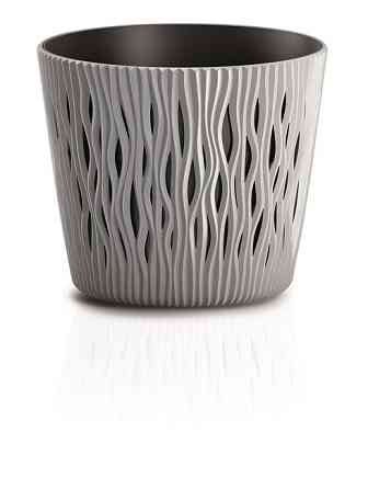 Горщик з кашпо для рослин 2в1 PROSPERPLAST SANDY ROUND 3 л сірий Київ