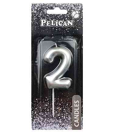 Свічка для торта 2 СРІБЛО 6см. 866022 ТМ PELICAN Solmir Киев