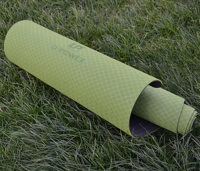 Коврик для йоги та фітнесу U-POWEX TPE Yoga mat Green/Black (183х61х0.6) Кам'янське - фото 9