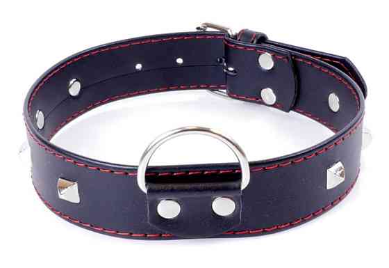 Ошейник из искуственной кожи с металлическими заклепками Fetish Boss Series - Collar with studs Red Line, Sex Aura Киев