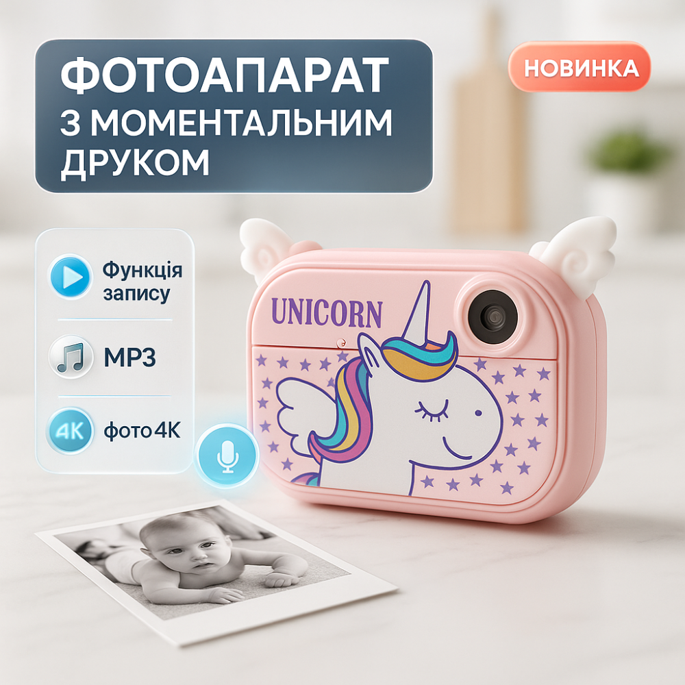 Дитяча цифрова камера з моментальним друком YT008 PINK JE-27 Львів - фото 11