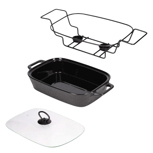 Марміт прямокутний 3,5л 49*26,5*12см скляна кришка + метал.підставка чорний 6429 KAMILLE Житомир - изображение 4