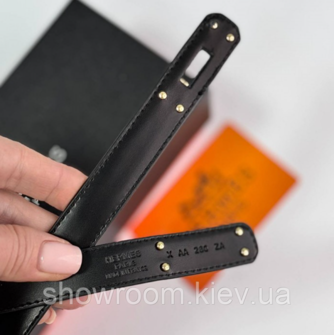 Женский кожаный ремень Hermes Гермес (280-1) черный Киев - изображение 3