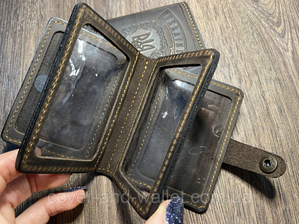 Шкіряна обкладинка для автомобільних документів та id картки з гербом України Київ - фото 8