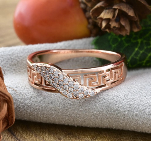 Кільце Xuping 14209 розмір 18, позолота РВ, ширина 6 мм, вага 2,1 г, білі фіаніти Київ - фото 2