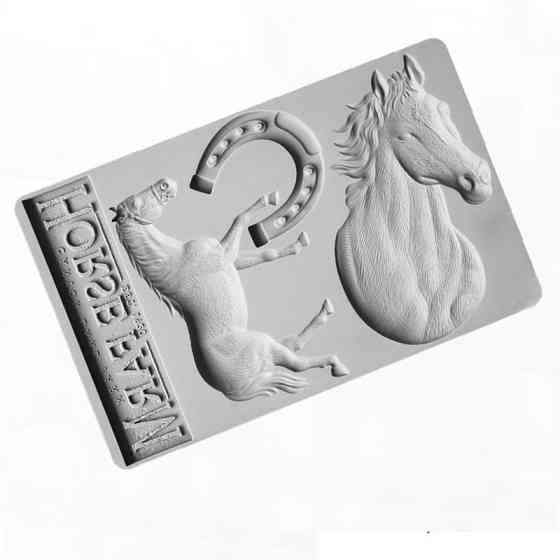 Молд силиконовый Лошадь и подкова 203 на 128 мм серый Киев
