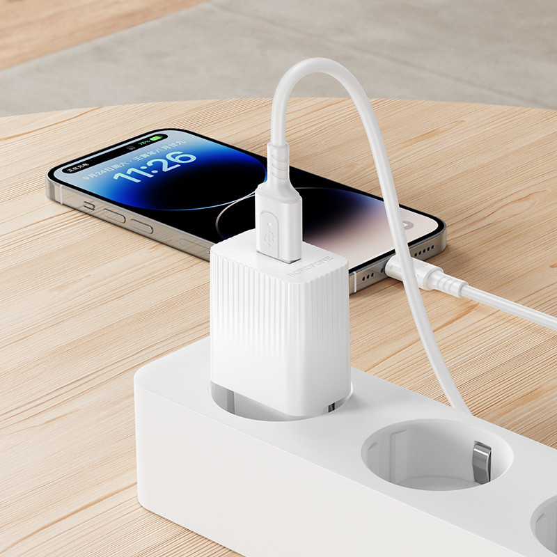 Сетевое зарядное устройство BOROFONE BAS71A Source single-port charger set(iP) White Одесса - изображение 5
