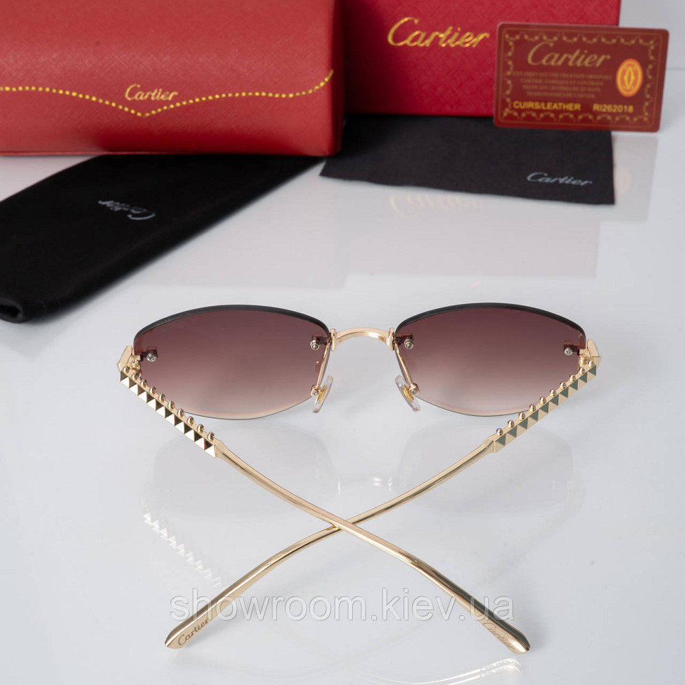 Жіночі сонцезахисні безоправні окуляри Cartier (803) gold Київ - фото 2