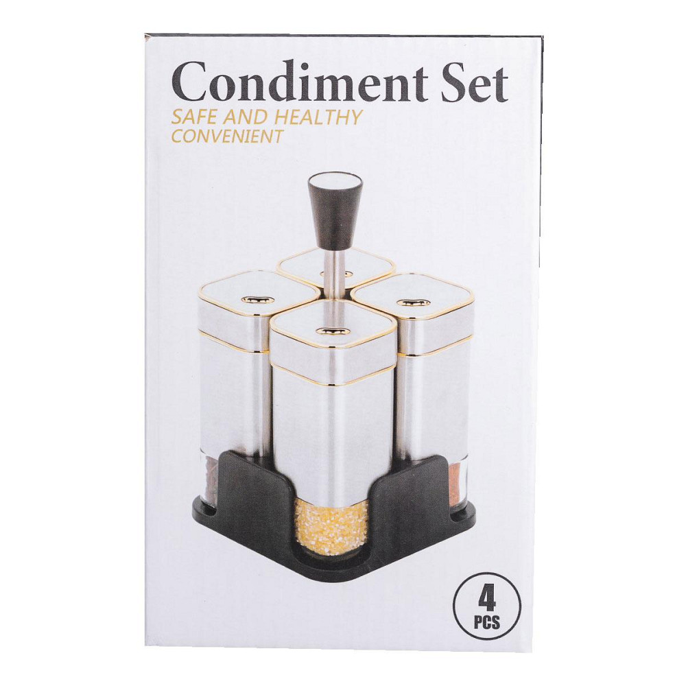 Набір ємностей для спецій 4 шт на підставці 120 мл Хром HP-1318 Київ - фото 8