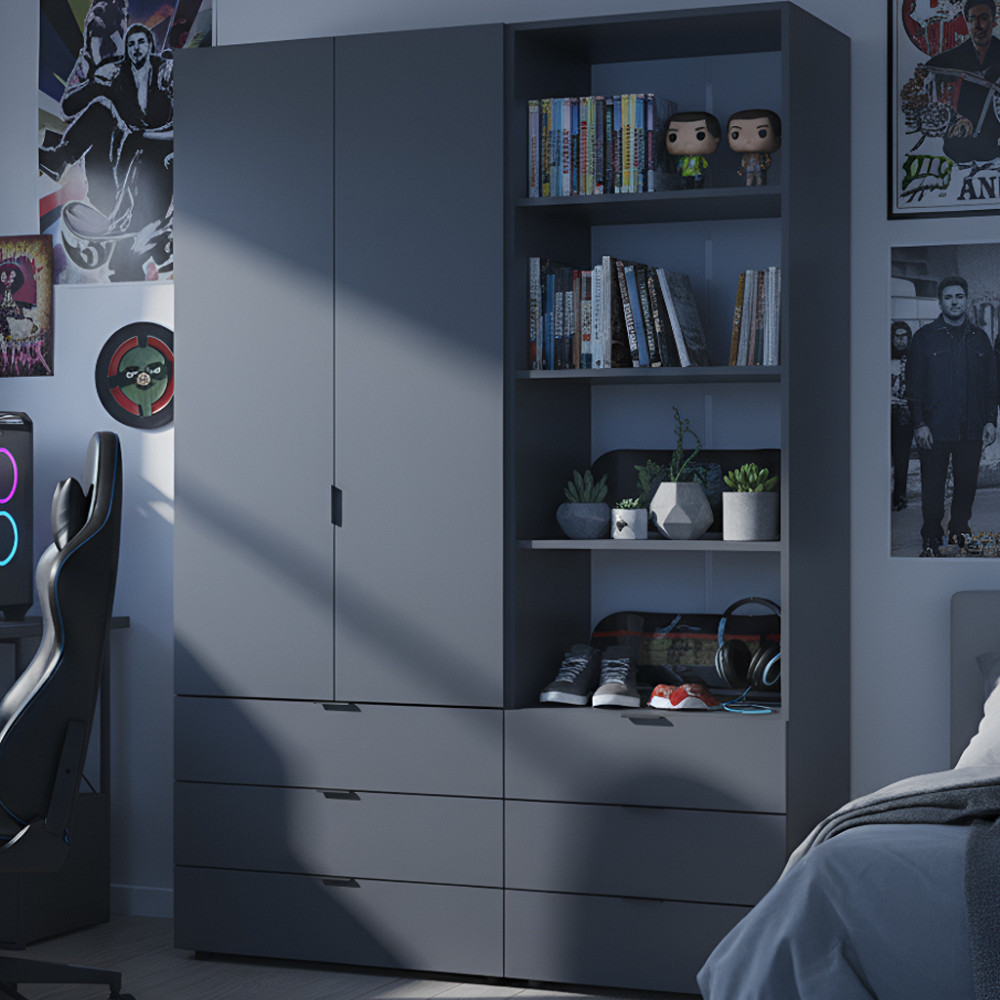 Шафа для одягу Doros Гелар Графіт 2ДСП з пеналом 137.5х49.5х203.4 (DRS-011912) Львів - фото 1