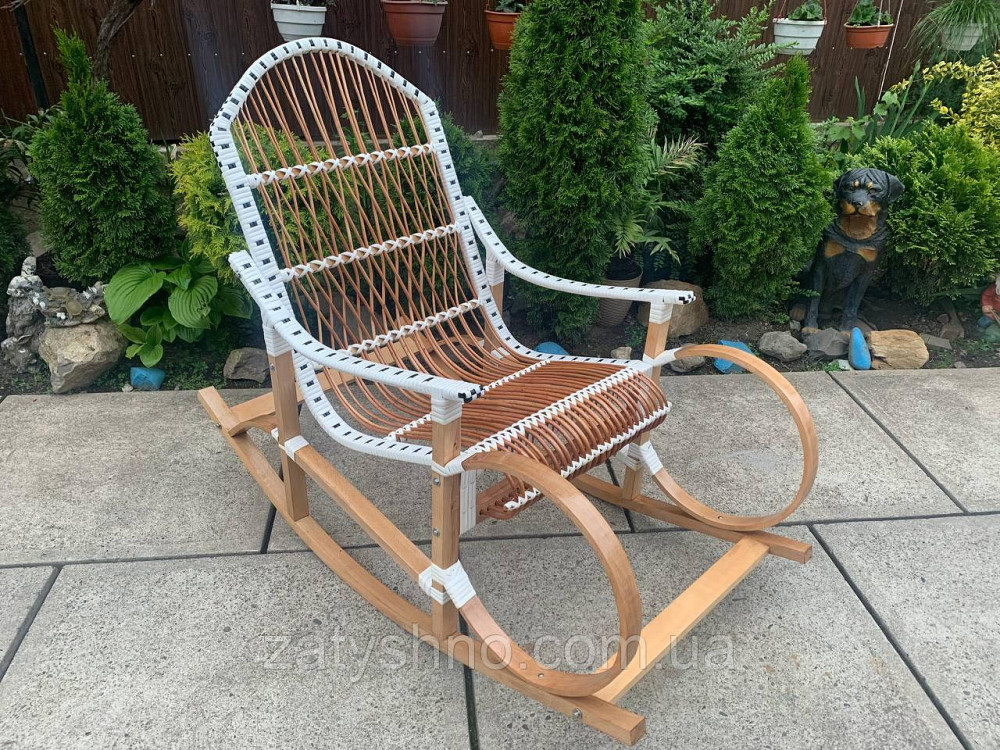 Плетеная качалка из лозы белая с ротангом Киев - изображение 5