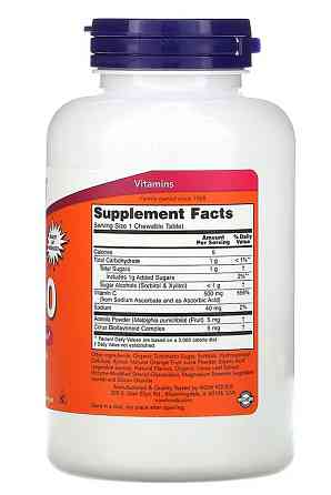 Вітамін С, Chewable C-500, NOW Foods, 100 жувальних таблеток зі смаком вишні Київ